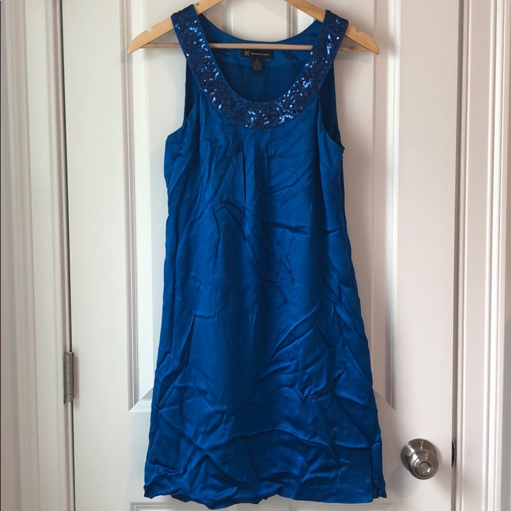 INC Silk Shift Dress in Electric Blue